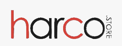 Logo of harco.store with red and black text on a white background